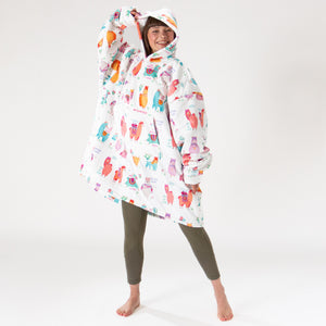 Oversized Hoodie-tæppe som Sweatshirt til Voksne - Minky Llama