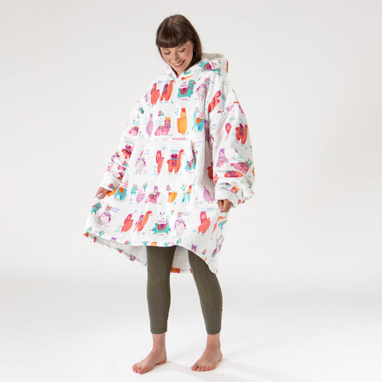Oversized Hoodie-tæppe som Sweatshirt til Voksne - Minky Llama 04