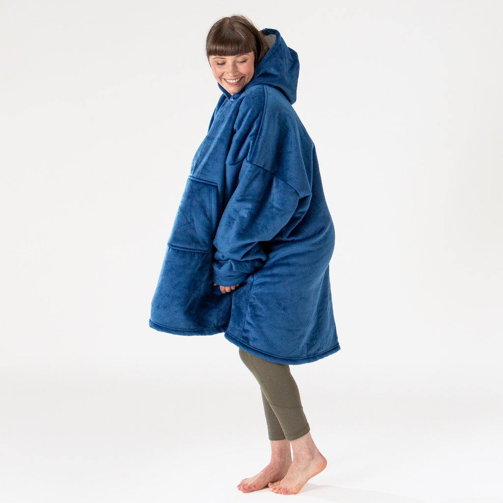 Oversized Hoodie-tæppe som Sweatshirt til Voksne - Minky Mørkeblå 04