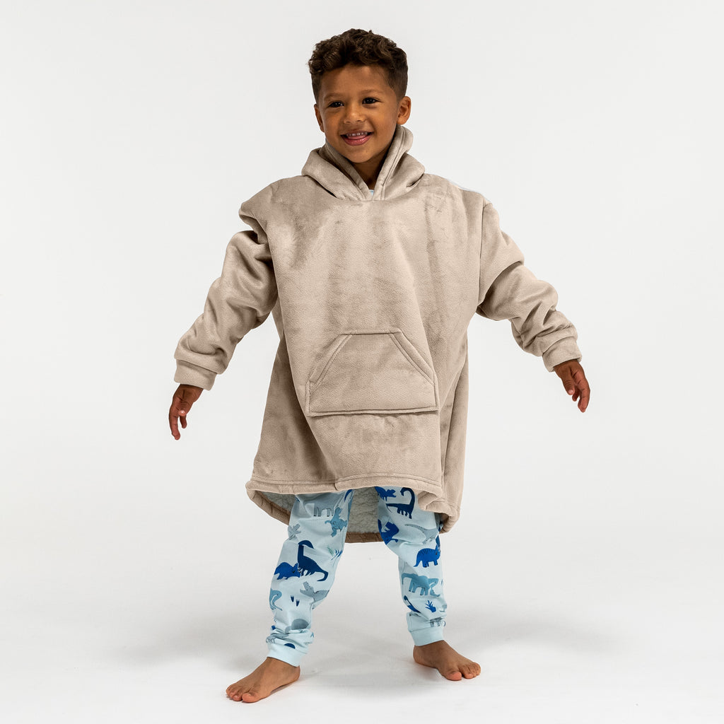 Oversized Hoodie-tæppe som Sweatshirt til Børn - Minky Cremefarvet / Mink 03