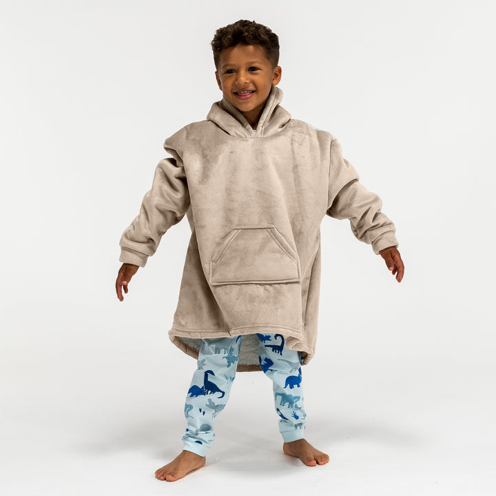 Oversized Hoodie-tæppe som Sweatshirt til Børn - Minky Cremefarvet / Mink 03
