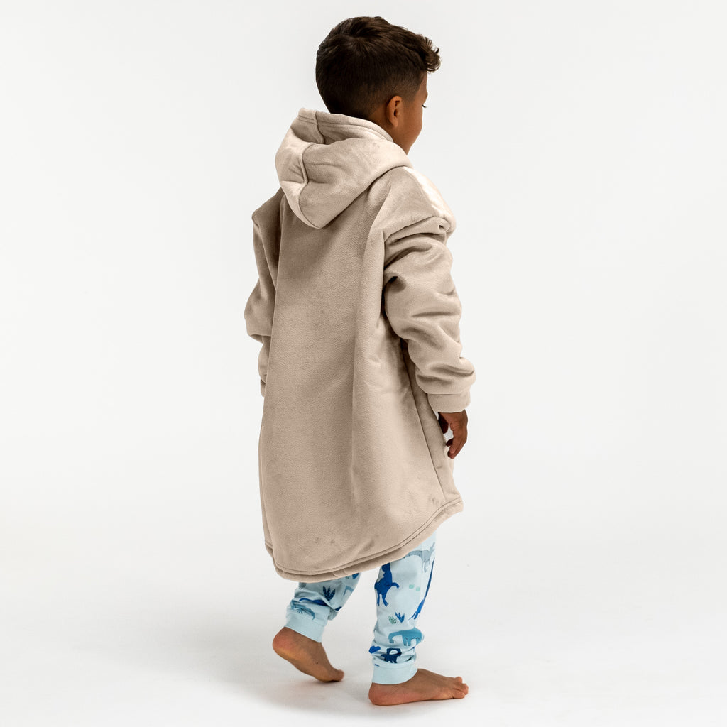 Oversized Hoodie-tæppe som Sweatshirt til Børn - Minky Cremefarvet / Mink 04