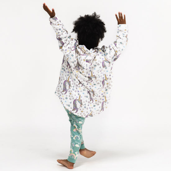 Oversized Hoodie-tæppe som Sweatshirt til Børn - Minky Enhjørning 04