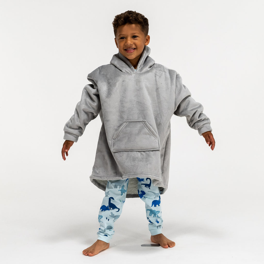 Oversized Hoodie-tæppe som Sweatshirt til Børn - Minky Grå 03