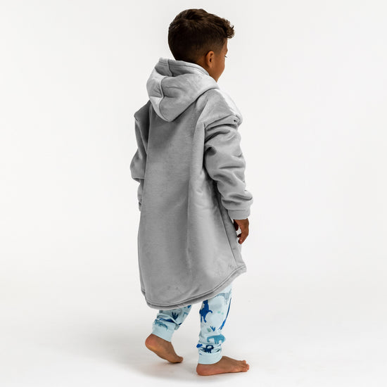 Oversized Hoodie-tæppe som Sweatshirt til Børn - Minky Grå 04