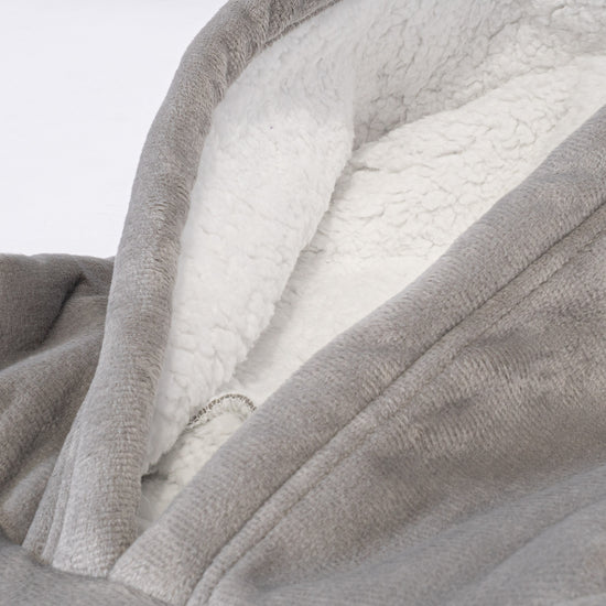 Oversized Hoodie-tæppe som Sweatshirt til Børn - Minky Grå 06