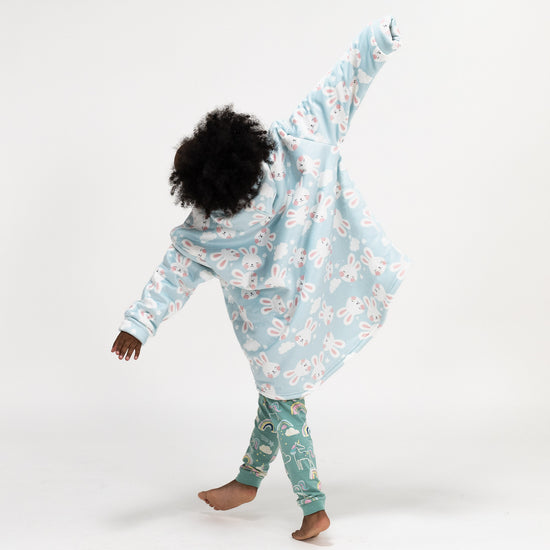 Oversized Hoodie-tæppe som Sweatshirt til Børn - Minky Kanin 04