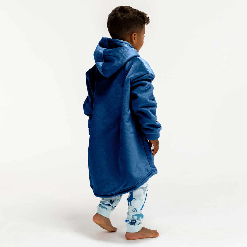 Oversized Hoodie-tæppe som Sweatshirt til Børn - Minky Mørkeblå 04