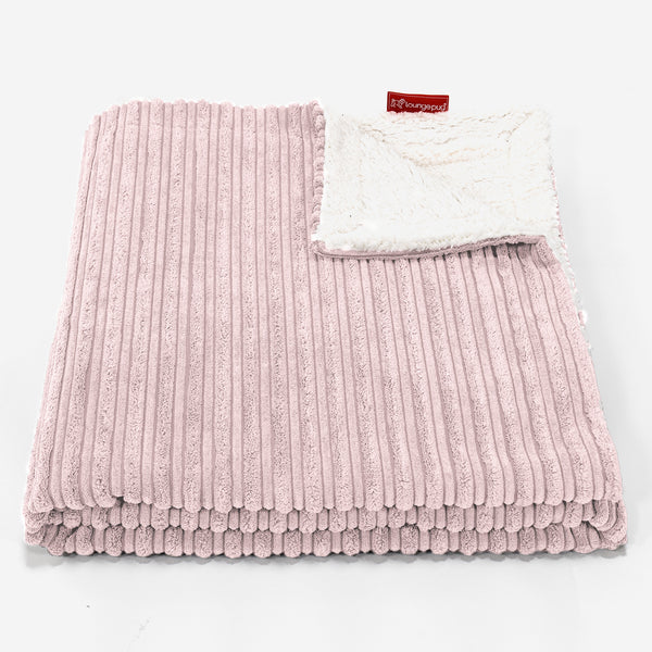 Sherpa Tæppe - Klassisk Jernbanefløjl Blush Lyserød 01