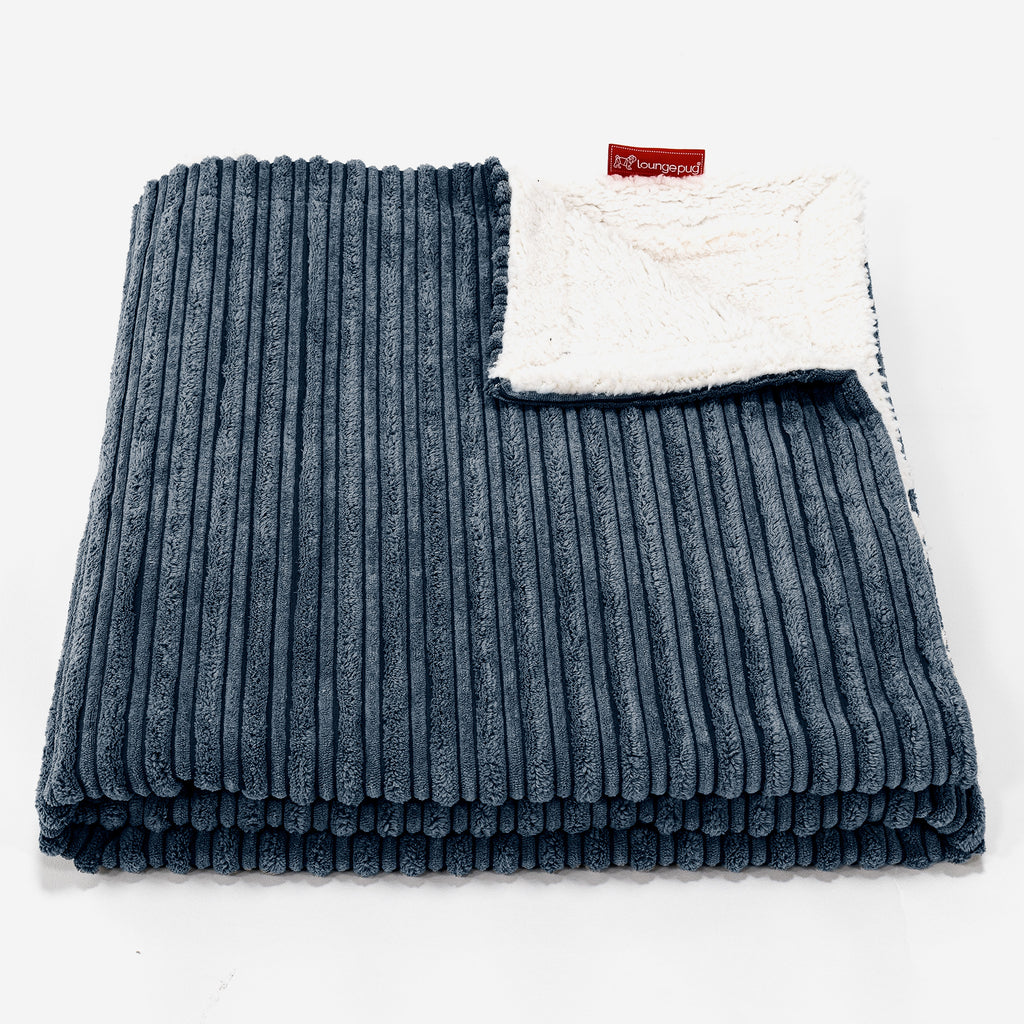 Sherpa Tæppe - Klassisk Jernbanefløjl Navy 01