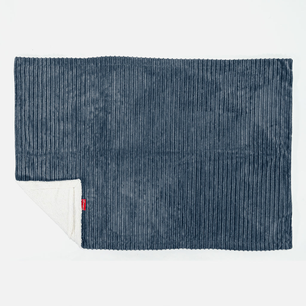 Sherpa Tæppe - Klassisk Jernbanefløjl Navy 03