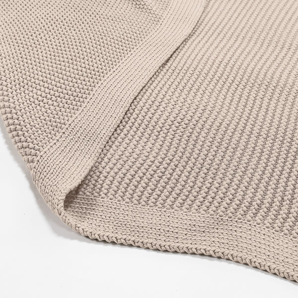 Plaid / Tæppe - Ellos Tykt strik Cremefarvet Fabric Close-up Image