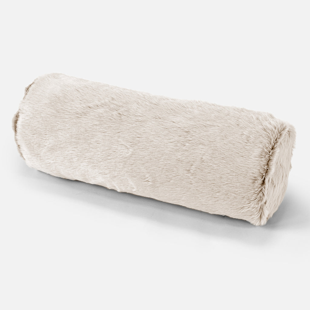 Pøllepude 20 x 55cm - Imiteret Kaninpels Hvid 01