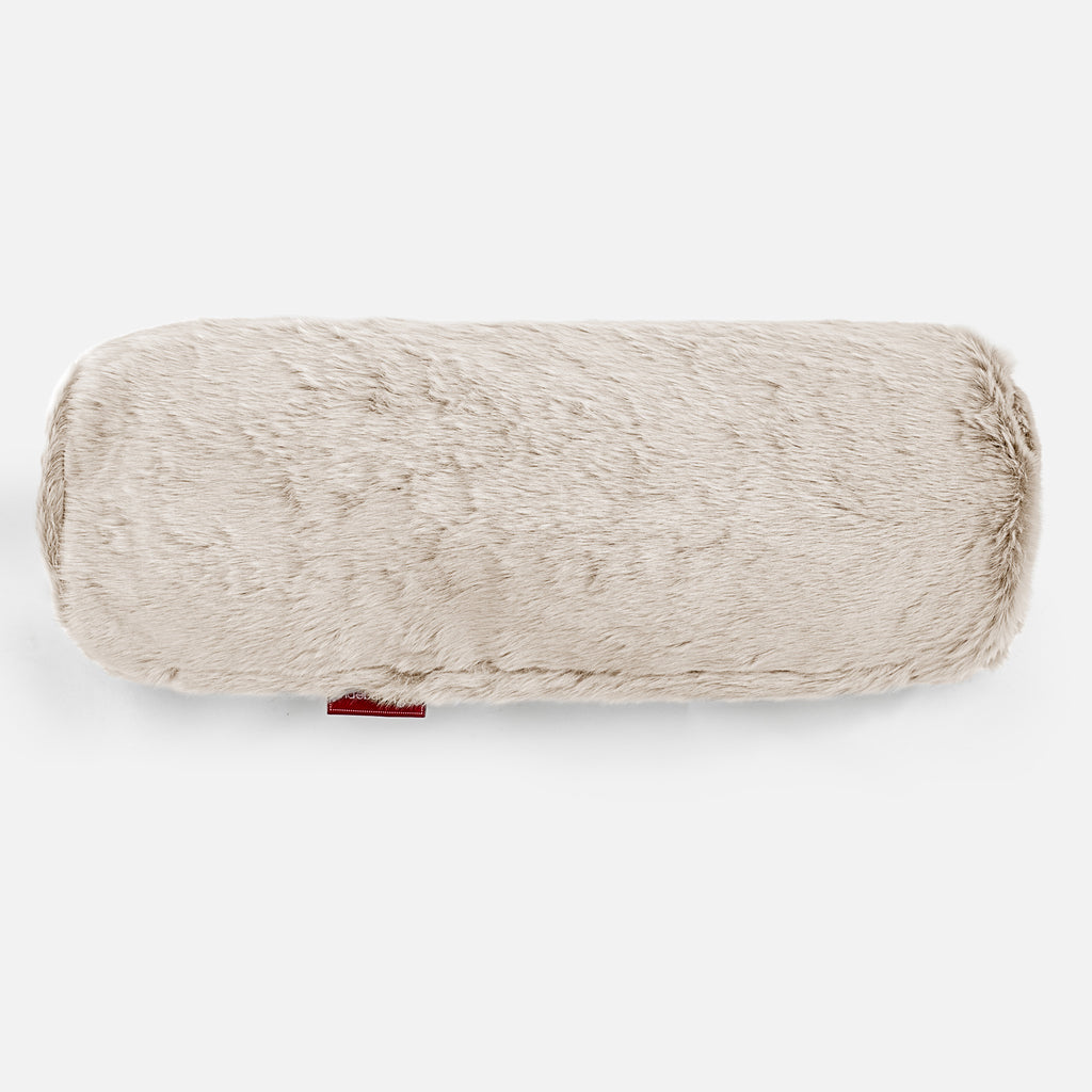 Pøllepude 20 x 55cm - Imiteret Kaninpels Hvid 02