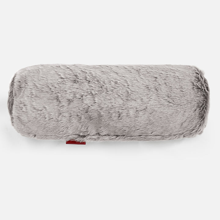 Pøllepude 20 x 55cm - Imiteret Kaninpels Lysegrå 02