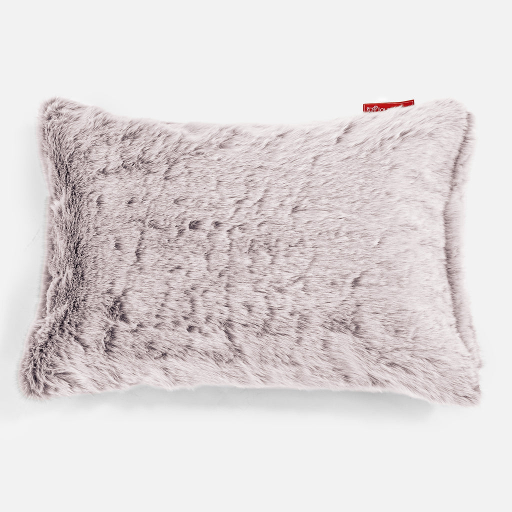 Pude 35 x 50cm - Imiteret Kaninpels Støvet Lyserød 01