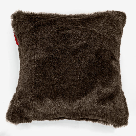 Pude 47 x 47cm - Falsk Pels Brun 01