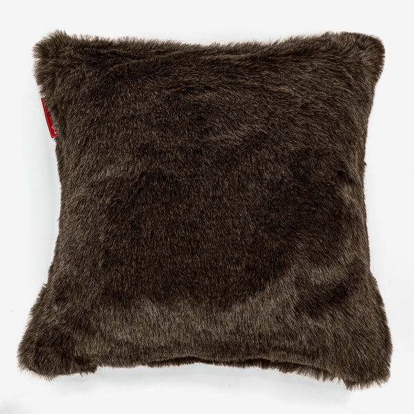 Pude 47 x 47cm - Falsk Pels Brun 01