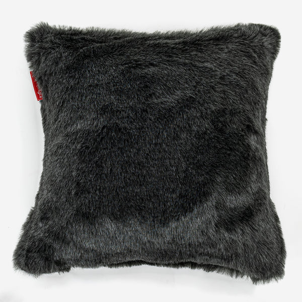 Pude 47 x 47cm - Falsk Pels Sort 01
