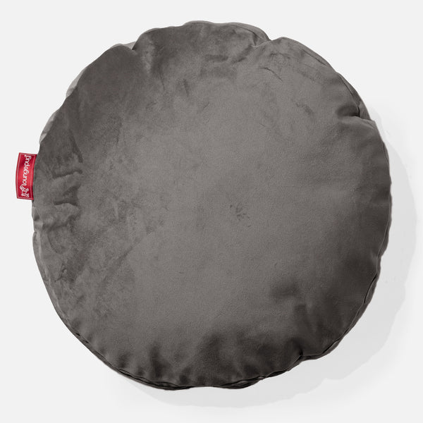 Rund Pude 50cm - Fløjl Grafit Grå 01