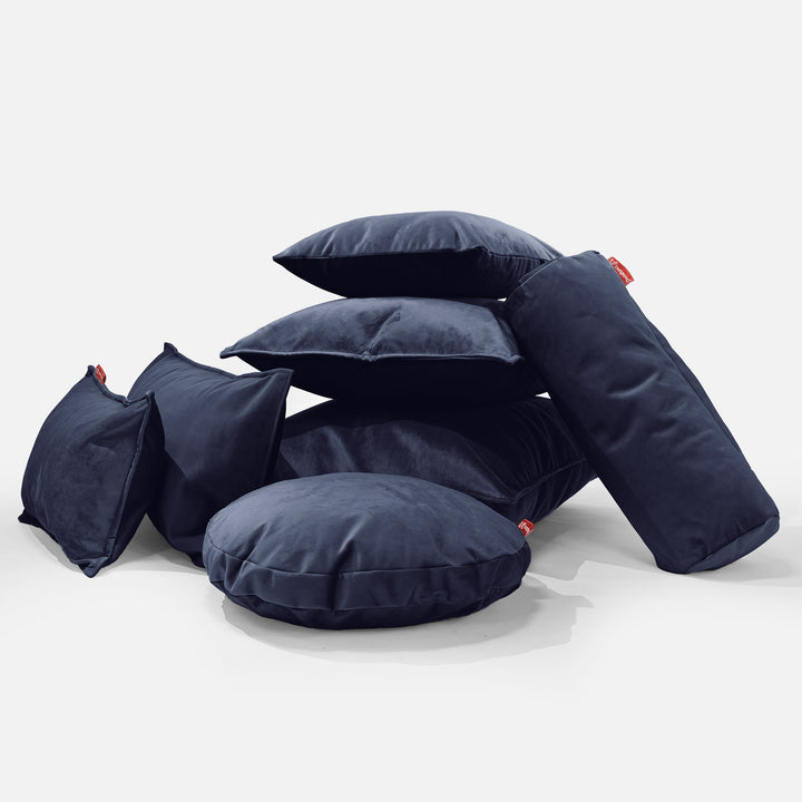 Rund Pude 50cm - Fløjl Marineblå 03