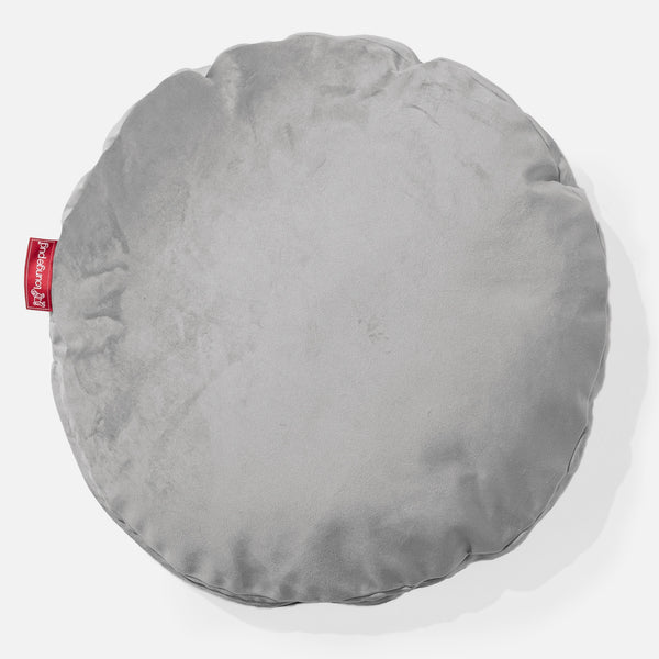 Rund Pude 50cm - Fløjl Sølv 01