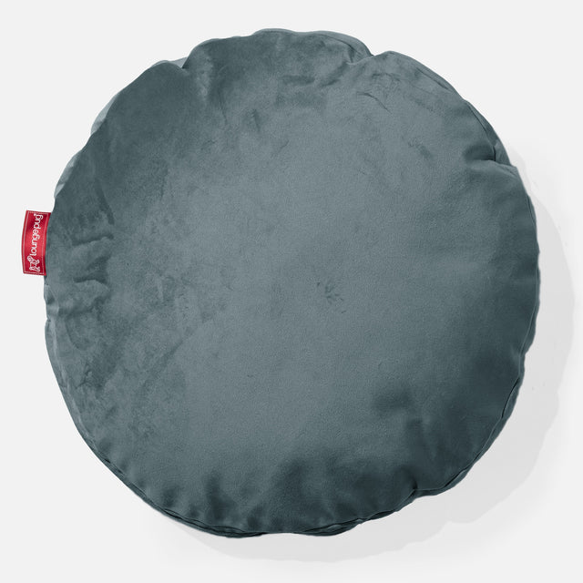 Rund Pude 50cm - Fløjl Turkis Blå 01