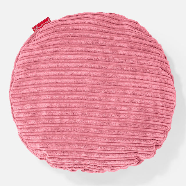 Rund Pude 50cm - Klassisk Jernbanefløjl Koral 01