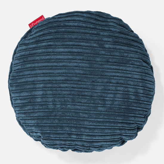 Rund Pude 50cm - Klassisk Jernbanefløjl Navy 01