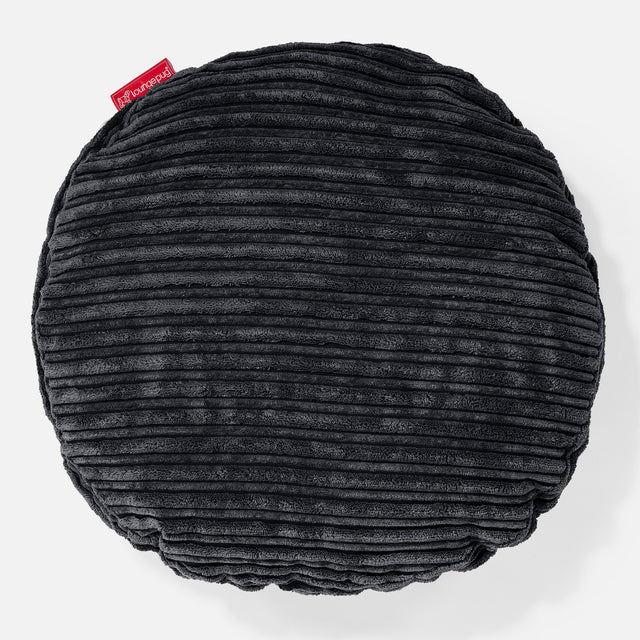 Rund Pude 50cm - Klassisk Jernbanefløjl Sort 01