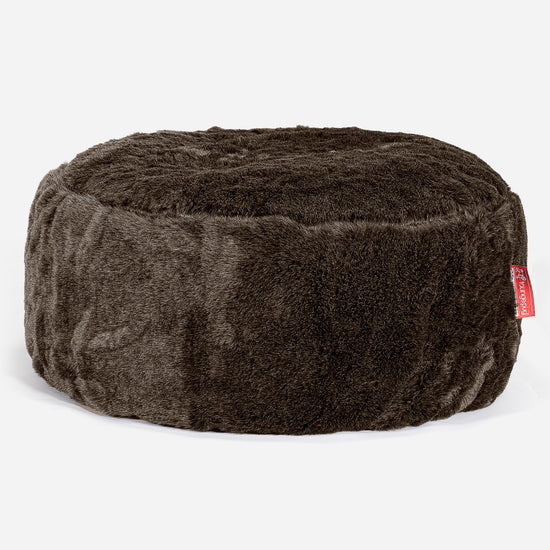 Rund Puf - Falsk Pels Brun 01