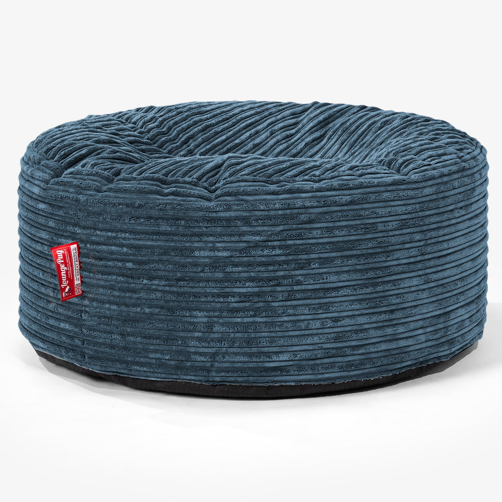 Rund Puf - Klassisk Jernbanefløjl Navy 01