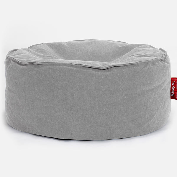 Rund Puf - Stonewashed denim Grå 01