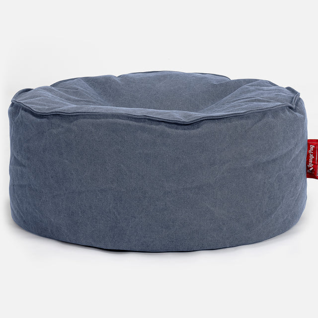 Rund Puf - Stonewashed denim Navy 01