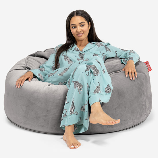 Sækkestol Sofa 'Mammut' - Fløjl Sølv 01