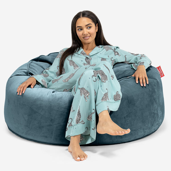 Sækkestol Sofa 'Mammut' - Fløjl Turkis Blå 01
