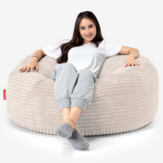 Sækkestol Sofa 'Mammut' - Klassisk Jernbanefløjl Elfenben 01
