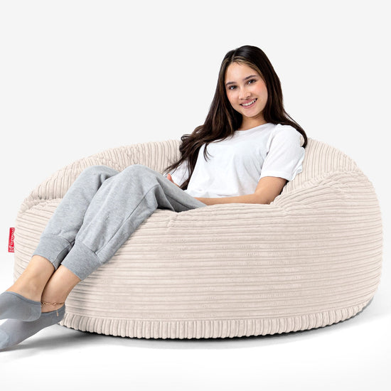 Sækkestol Sofa 'Mammut' - Klassisk Jernbanefløjl Elfenben 04