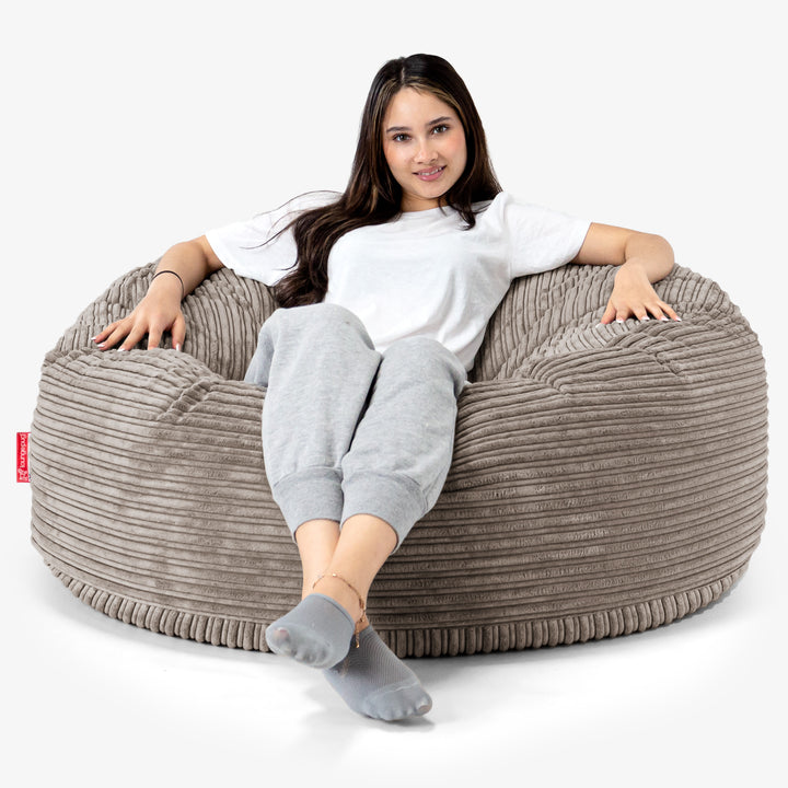 Sækkestol Sofa 'Mammut' - Klassisk Jernbanefløjl Duegrå 01