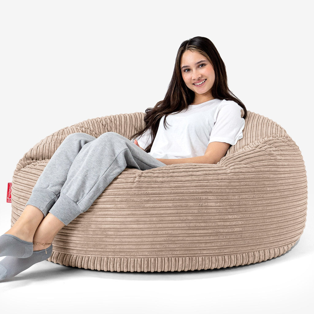 Sækkestol Sofa 'Mammut' - Klassisk Jernbanefløjl Sand 03