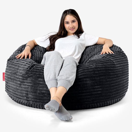Sækkestol Sofa 'Mammut' - Klassisk Jernbanefløjl Sort 01