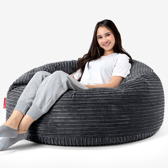 Sækkestol Sofa 'Mammut' - Klassisk Jernbanefløjl Sort 04