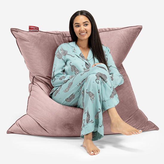 Sækkestol XL - Fløjl Lyserød 02