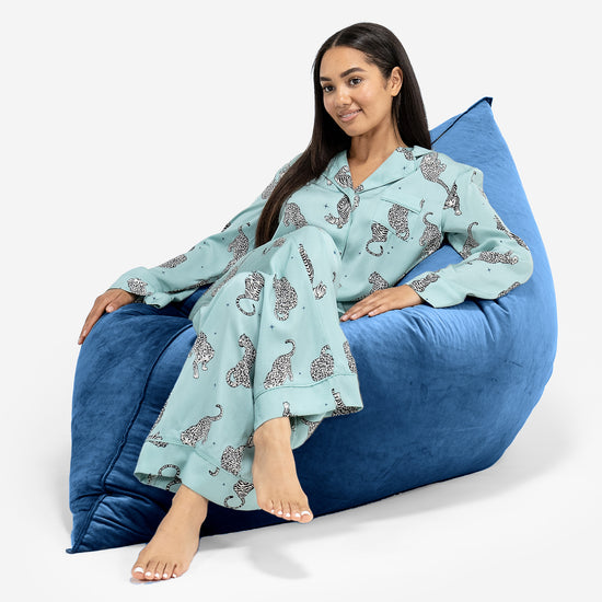 Sækkestol XL - Fløjl Marineblå 04