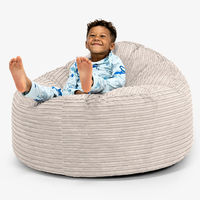Snuggle Kæmpe Sækkestol til Børn 3-8 år - Klassisk Jernbanefløjl Elfenben 01