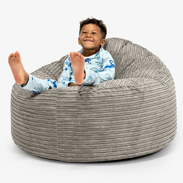 Snuggle Kæmpe Sækkestol til Børn 3-8 år - Klassisk Jernbanefløjl Mink 01