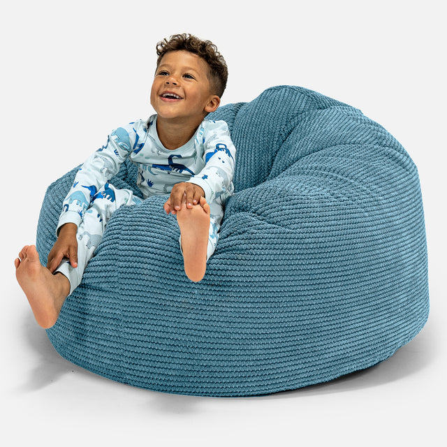 Snuggle Kæmpe Sækkestol til Børn 3-8 år - Pom Pom Turkis Blå 01