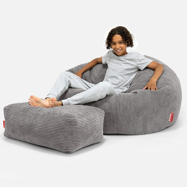 Sofasækkestol til Børn 6-14 år - Pom Pom Kul Grå 01