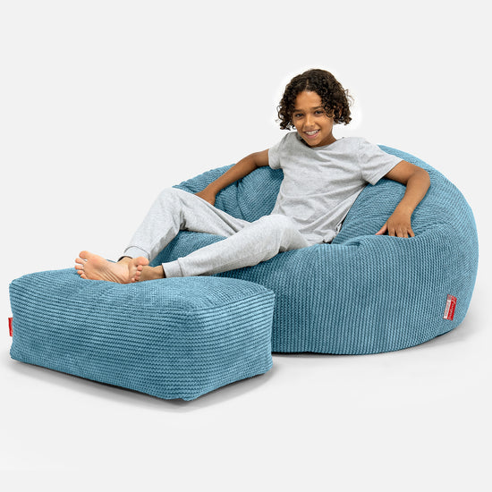 Sofasækkestol til Børn 6-14 år - Pom Pom Turkis Blå 01