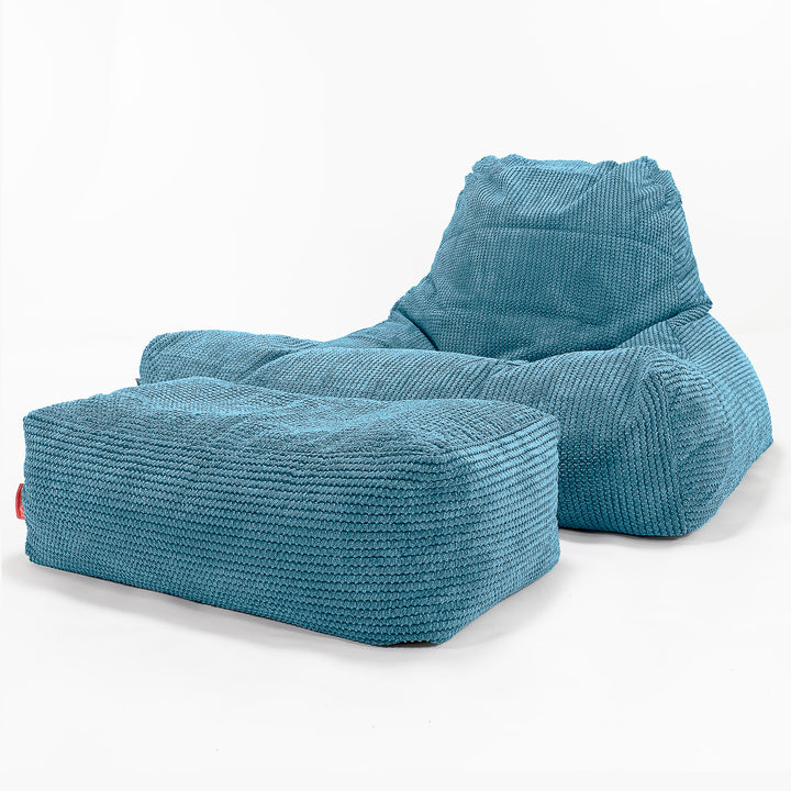 Lounge Sækkestol Sofa XXL - Pom Pom Turkis Blå 02